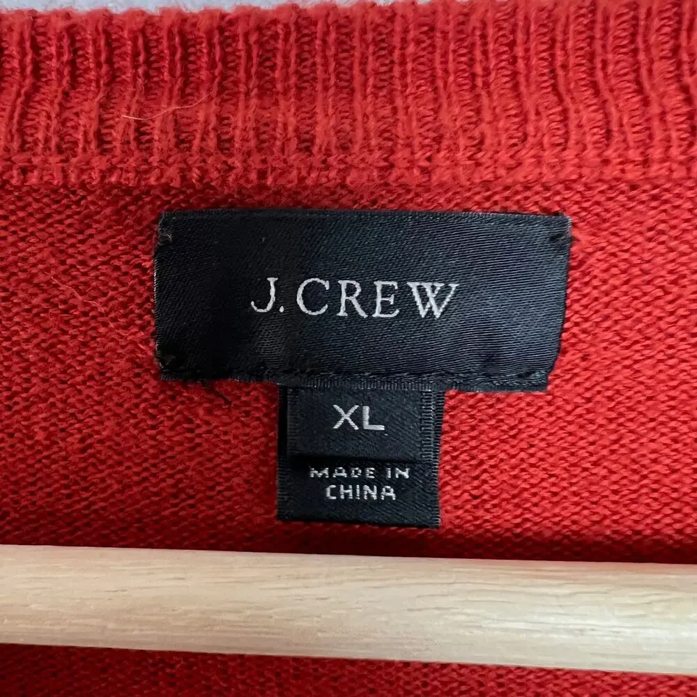 J. Crew Men's Size XL Dark‎ Orange Cotton Crewneck Sweater Long Sleeve Soft